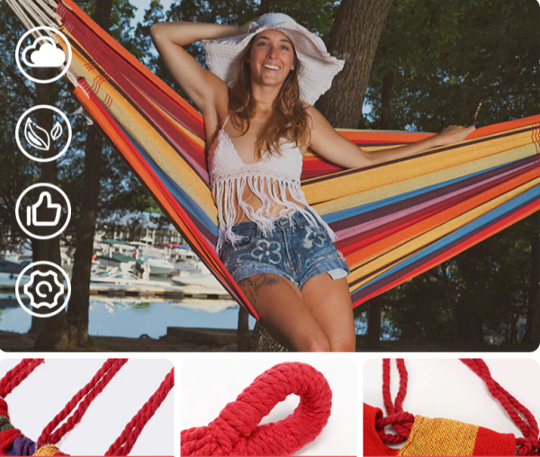 Гамак "Полосатик" тканевый с деревянной планкой / Гамак усиленный 210х80см., Сине-зеленый